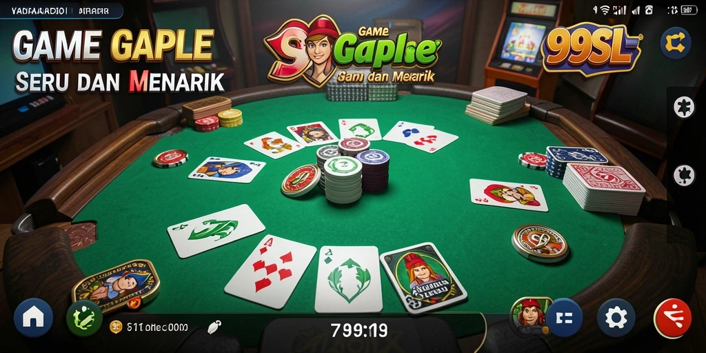 Tampilan screenshot utama 99SL dengan gameplay Gaple yang menarik.