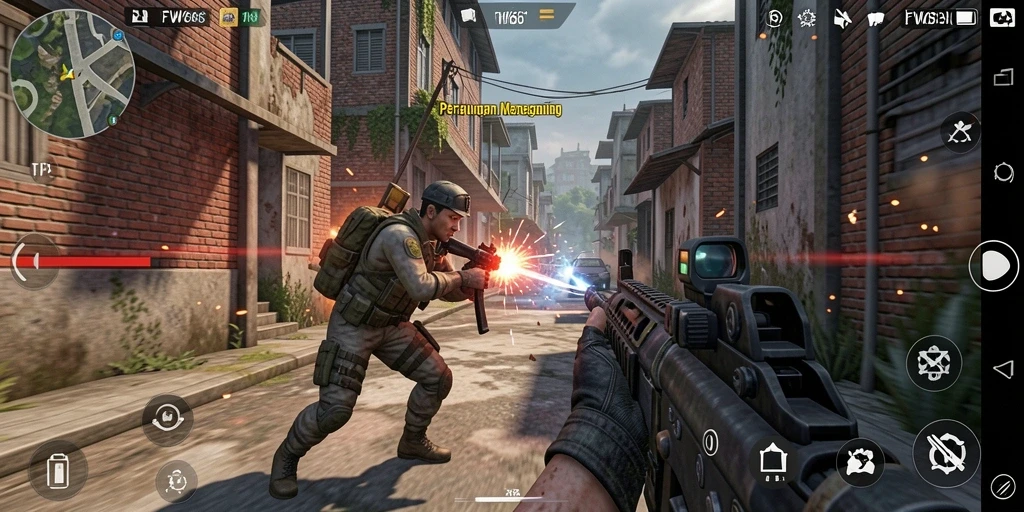 Gameplay intens FW66 dengan aksi yang mendebarkan.