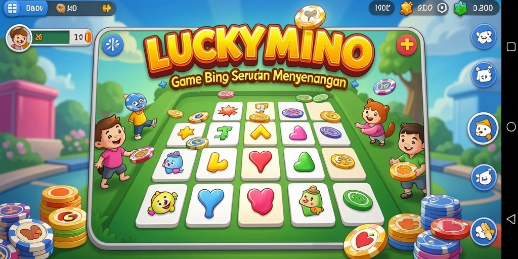Screenshot LUCKYMINO menampilkan gameplay Bingo yang seru dan interaktif.