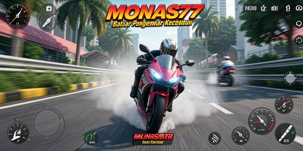 Gameplay seru dan menegangkan dalam MONAS77 balapan motor.