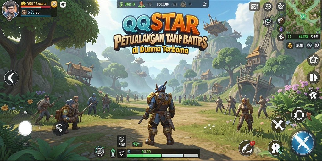 Tampilan gameplay QQSTAR yang menakjubkan di dunia terbuka.