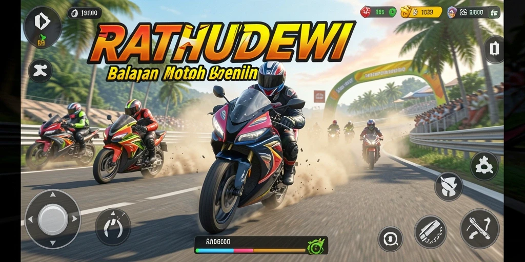 Tampilan gameplay seru dalam balapan motor dengan kecepatan tinggi.